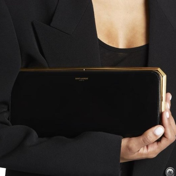 Saint Laurent SLP Patent Leather Frame Clutch Bag - Picture 9 of 16
